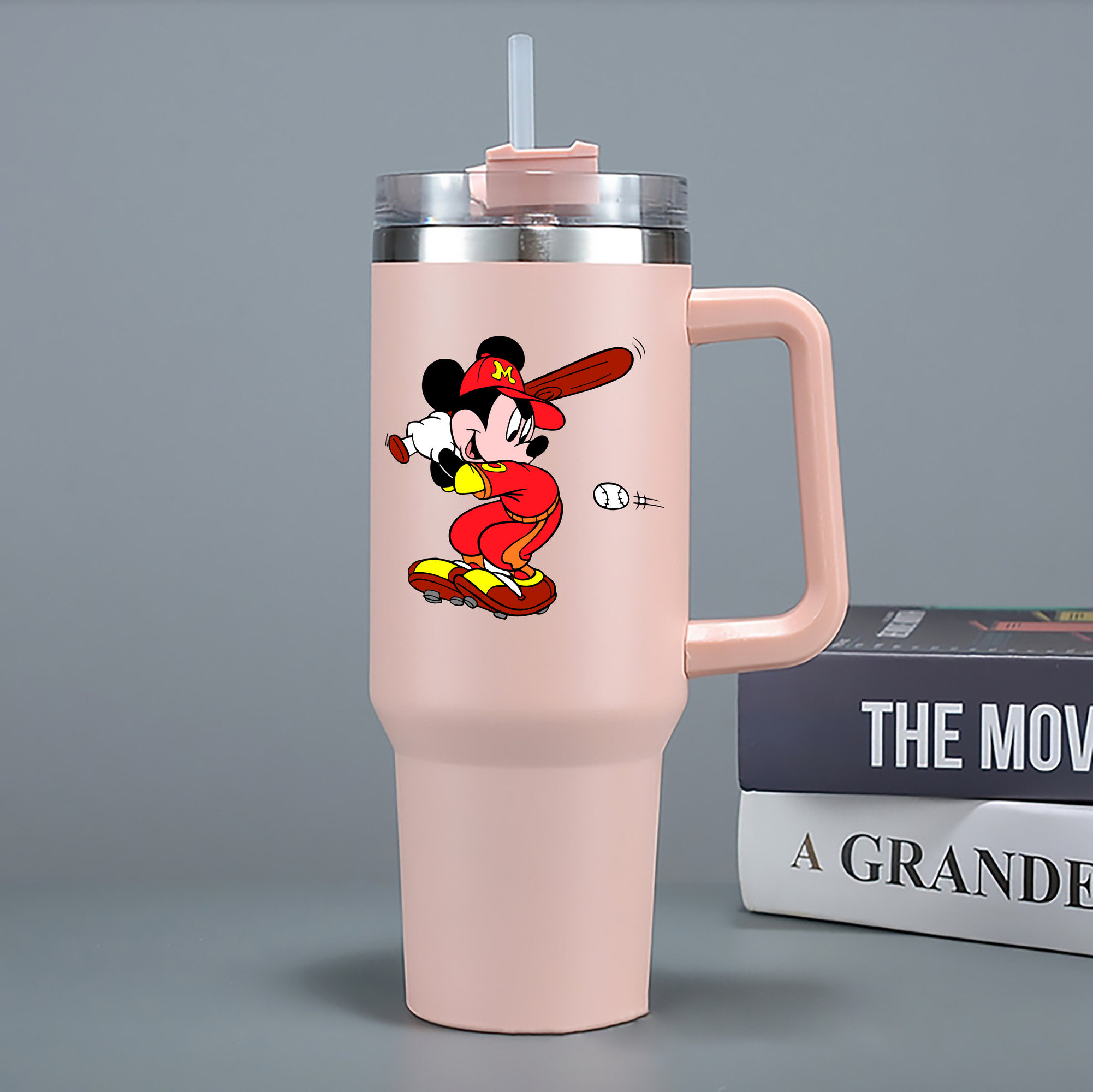 （画像用） ミッキーマウス Mickey Mouse 1200mL車用タンブラー - クリスタルステッカー（プラスチックストロー付き）